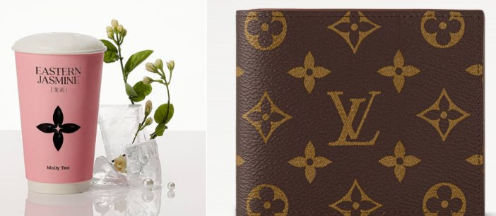 Molly Tea bardağı ile Louis Vuitton monogram desenli cüzdanın yan yana karşılaştırması